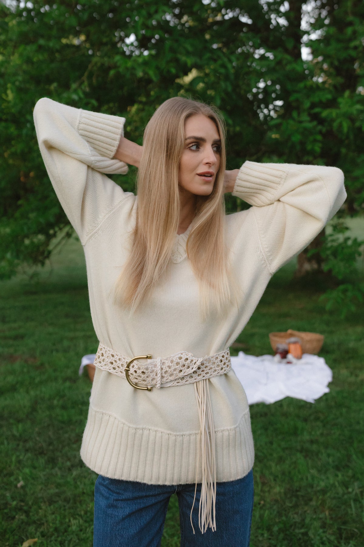 Valerie V-Neck Sweater - pure ivory