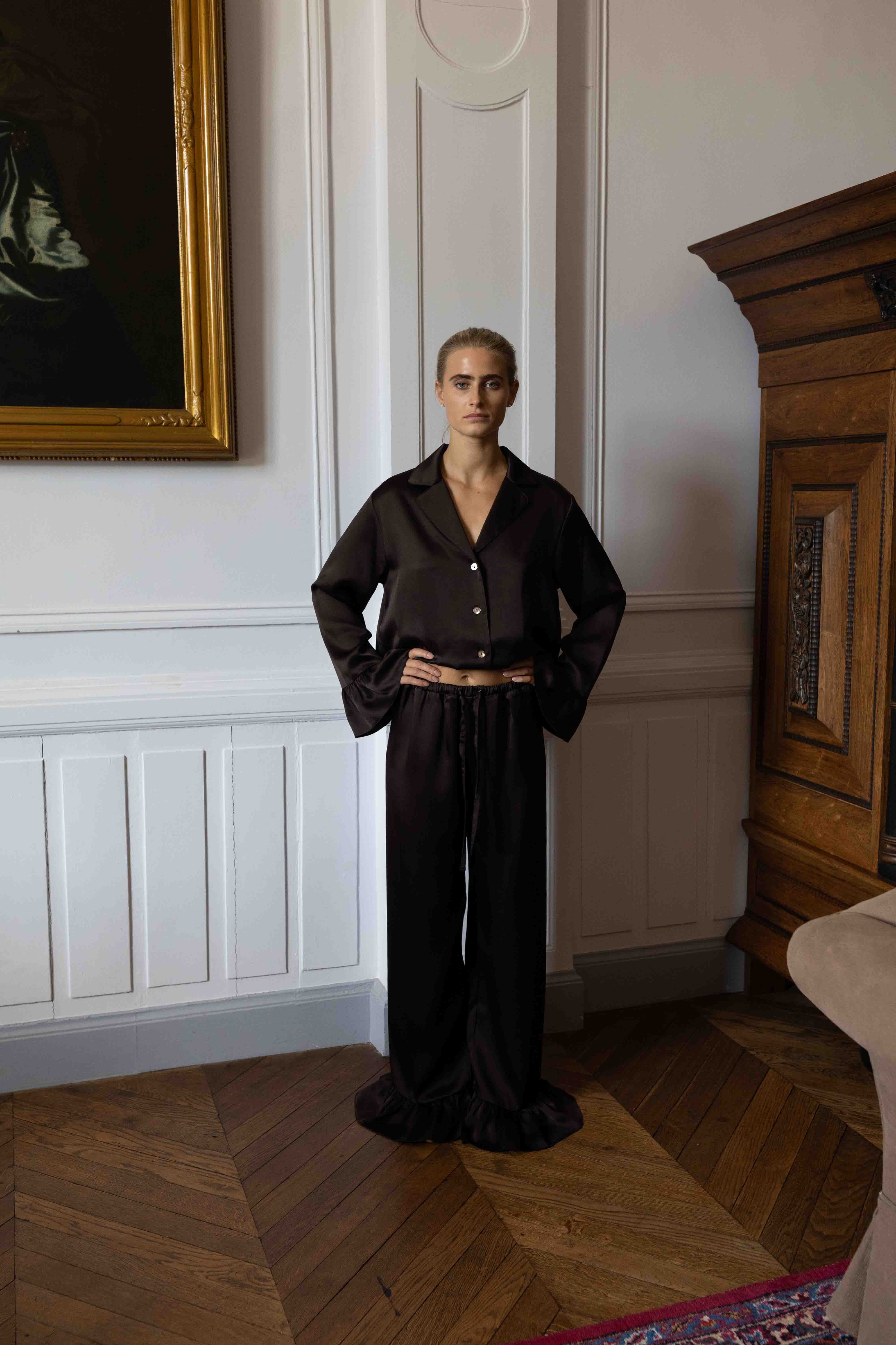 Juliette Silk Pants - dark chocolate – Produktbild 4