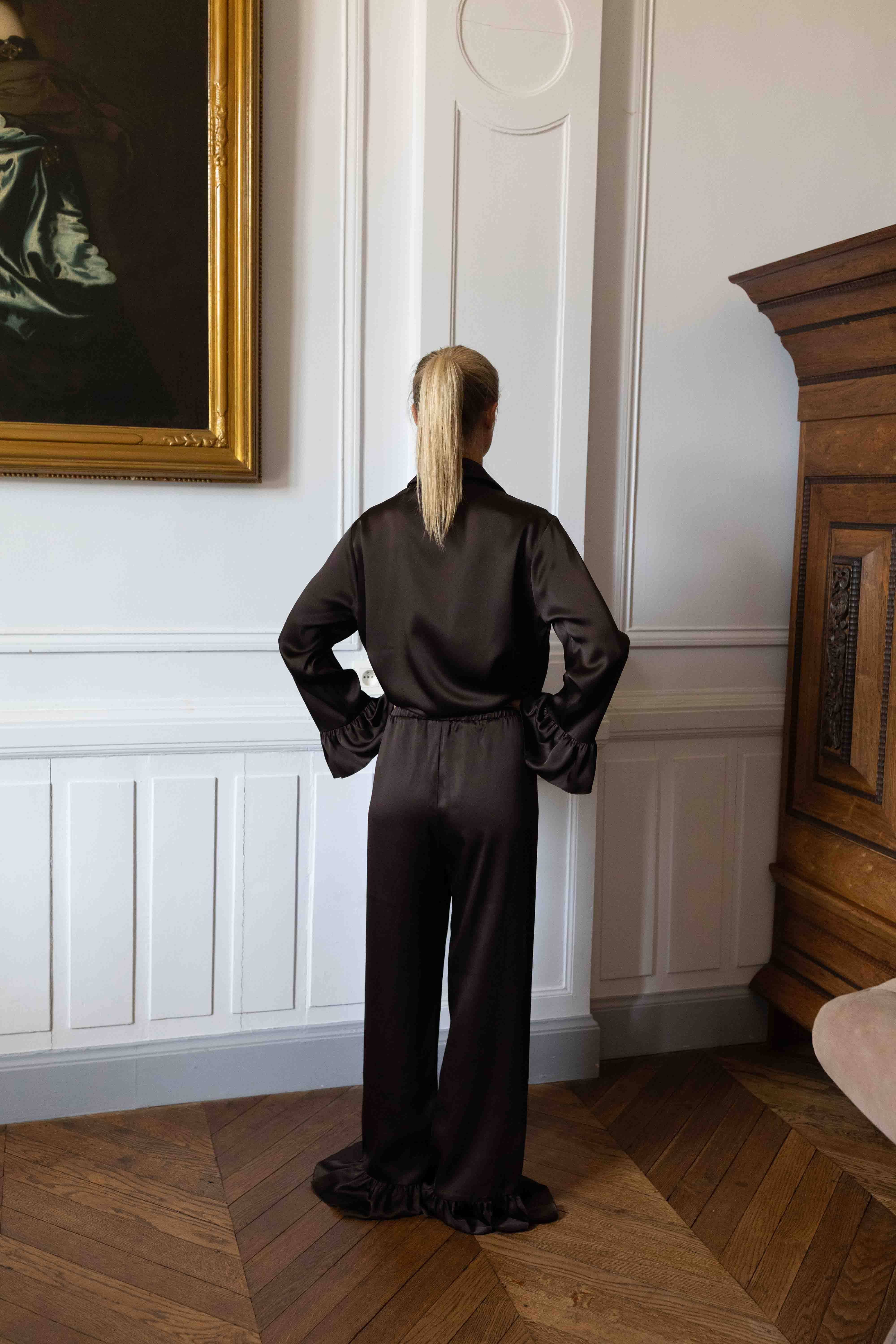 Juliette Silk Pants - dark chocolate – Produktbild 5