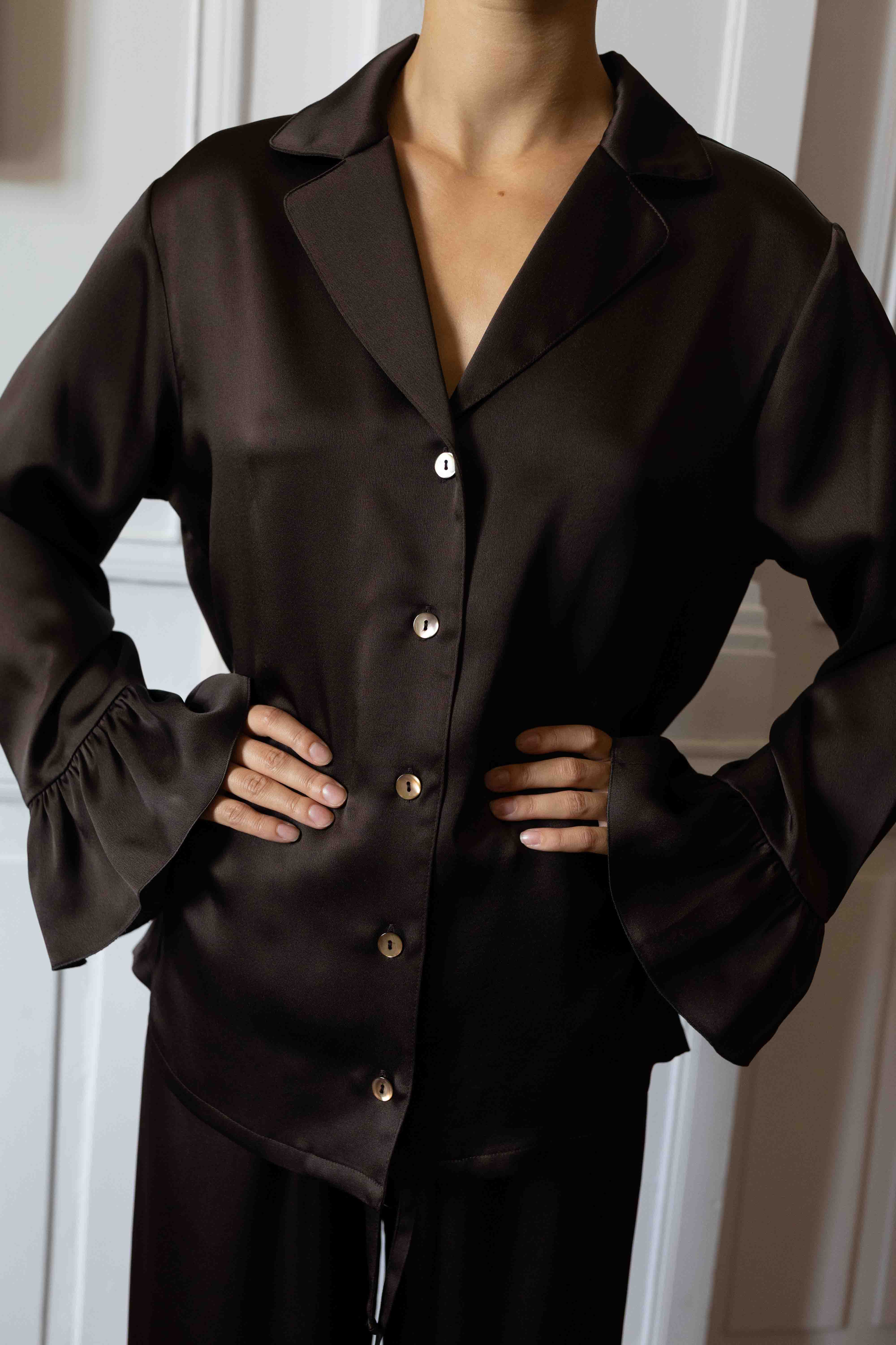 Rosalie Silk Blouse - dark chocolate – Produktbild 4