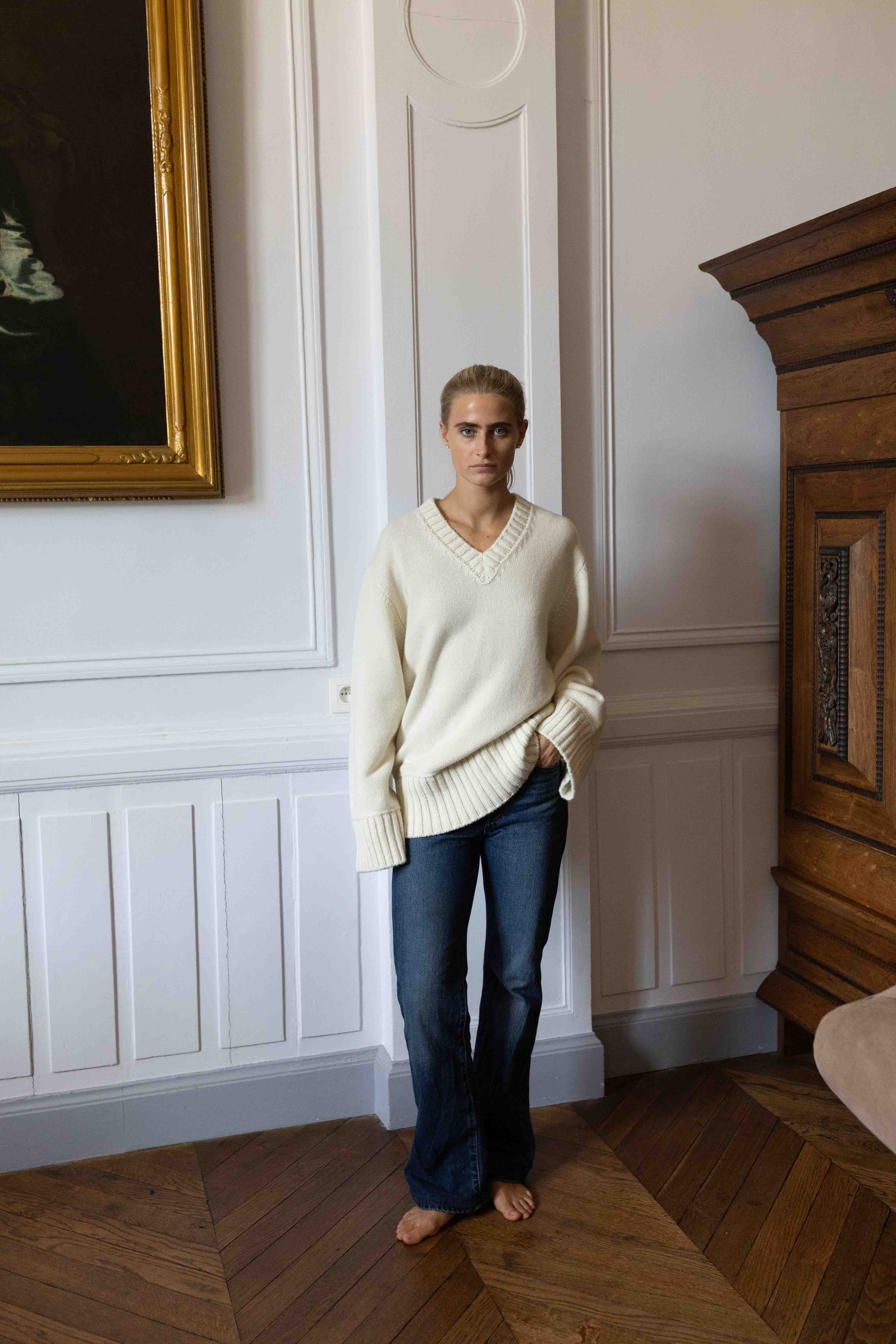 Valerie V-Neck Sweater - pure ivory – Produktbild 1